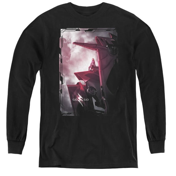 Power Rangers Pink Zord Poster Youth Long Sleeve T-Shirt Tee Black