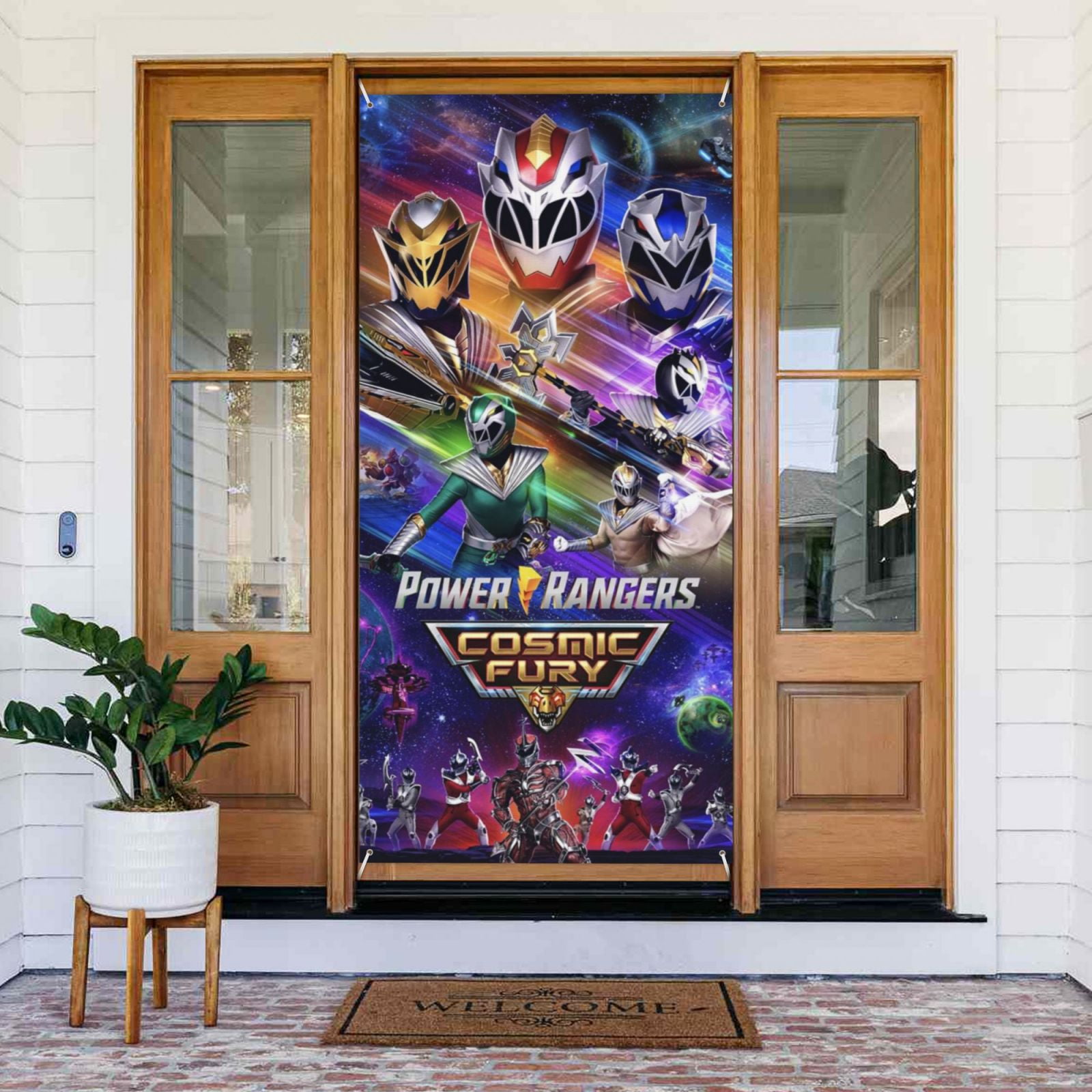 Power Rangers Poster Door Cover Decorated Banner Tapestry Home Decoration Holiday Party Supplies Door Banner Porch Sign Banner 72.8 x 35.4 Inch