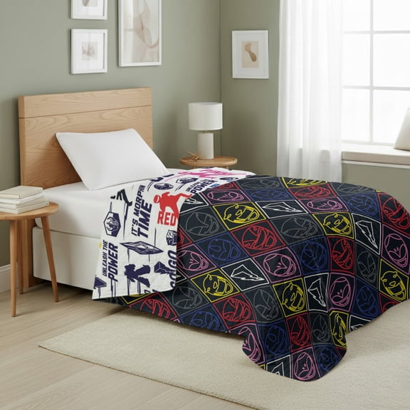 Power Rangers Power Ranger Core Quilted Throw Blanket 60x80 inches, Kids Character Bedding
