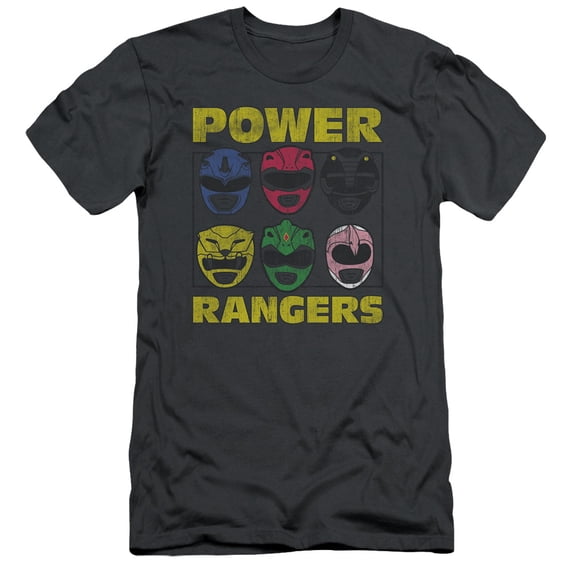 Power Rangers Ranger Heads Mens Slim Fit Shirt