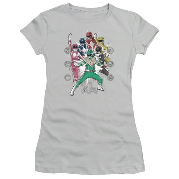 Power Rangers Ranger Manga Junior Women's T-Shirt Sheer Silver