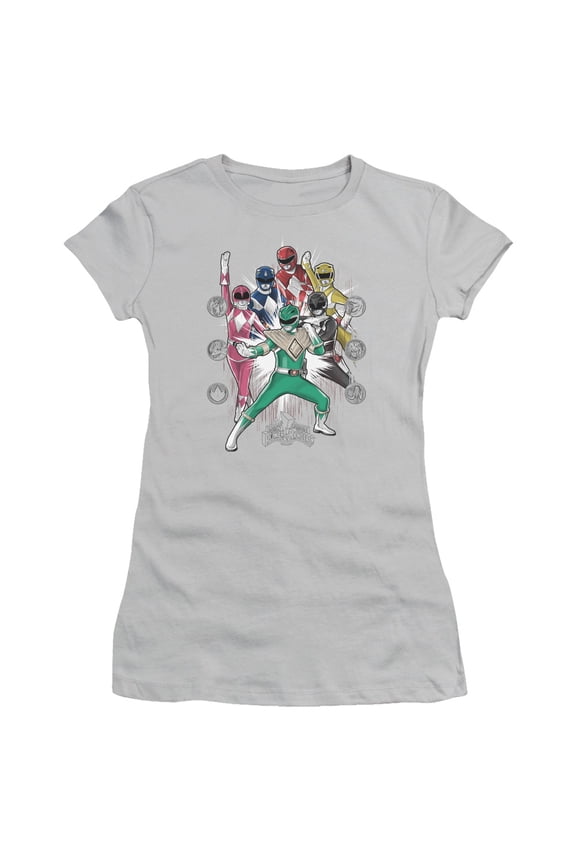 Power Rangers Ranger Manga Junior Women's T-Shirt Sheer Silver