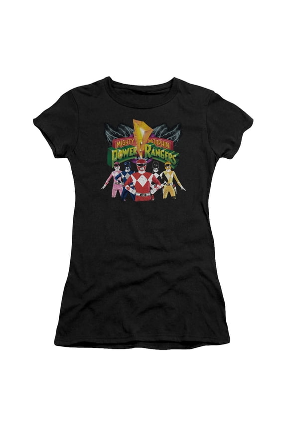 Power Rangers - Rangers Unite - Juniors Teen Girls Cap Sleeve Shirt - Small