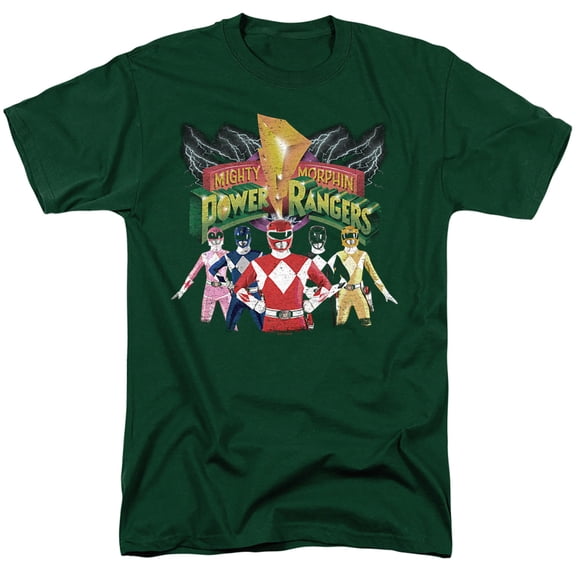 Power Rangers Rangers Unite Unisex Adult T Shirt, Hunter Green, 4X-Large