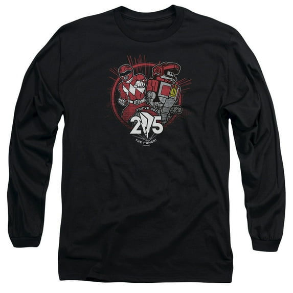 Power Rangers Red 25 Long Sleeve Adult 18/1 T-Shirt Black