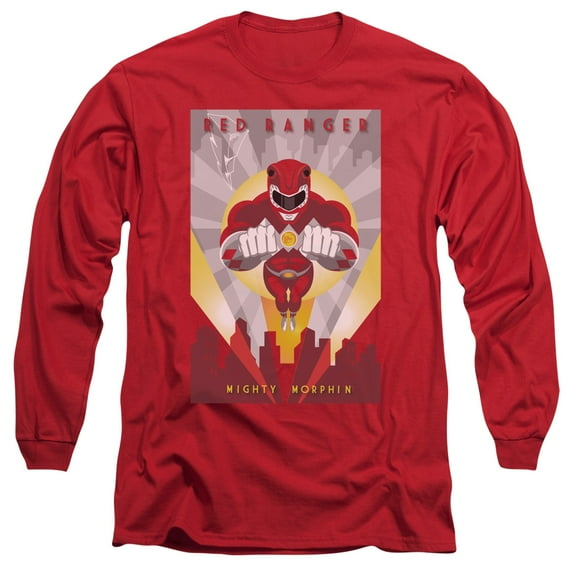 Power Rangers Children's Cartoon TV Series Red Ranger Adult Long-Sleeve T-Shirt