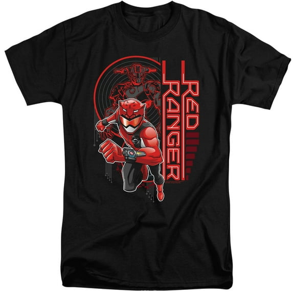 Power Rangers Red Ranger Adult Tall T-Shirt 18/1 T-Shirt Black