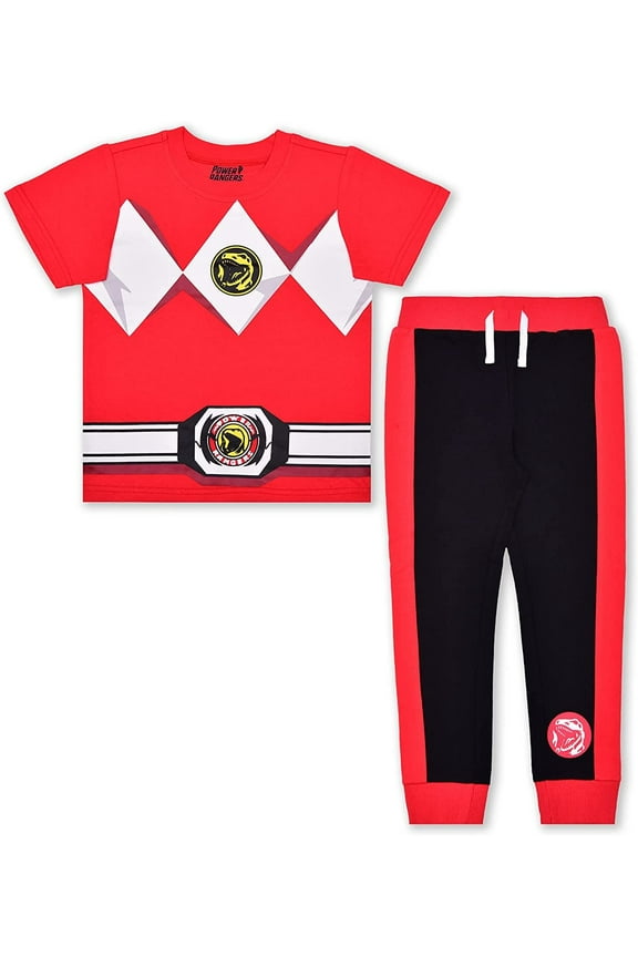 Red Ranger Boys 2 Piece Roleplay Short Sleeve Jogger Set, 4-10