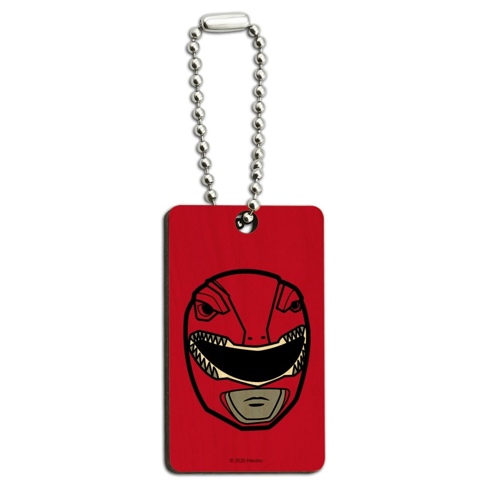 Power Rangers Red Ranger Helmet Wood Wooden Rectangle Keychain Key Ring ...