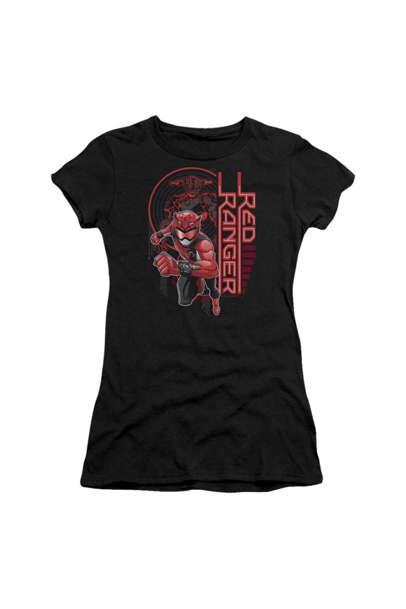 Power Rangers Red Ranger Junior Women's T-Shirt Sheer Black