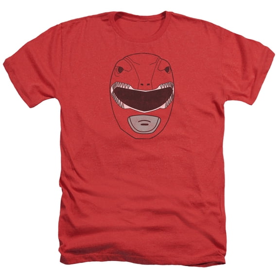 Power Rangers - Red Ranger Mask - Heather Short Sleeve Shirt - XX-Large