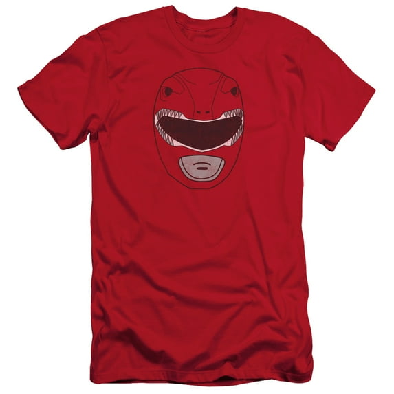 Power Rangers - Red Ranger Mask - Slim Fit Short Sleeve Shirt - Large