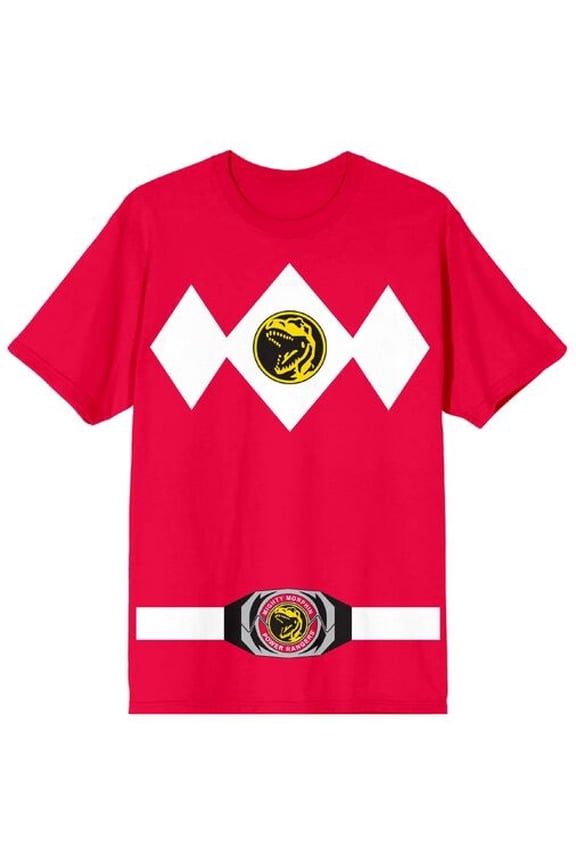 Power Rangers Red Ranger Men's Red Crew Neck Short Sleeve Cosplay Tee-Small