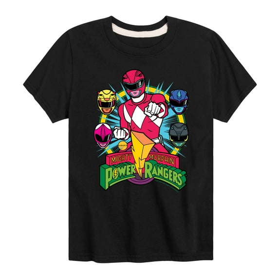Power Rangers - Red Ranger With Faces - Boy's Short Sleeve Tee