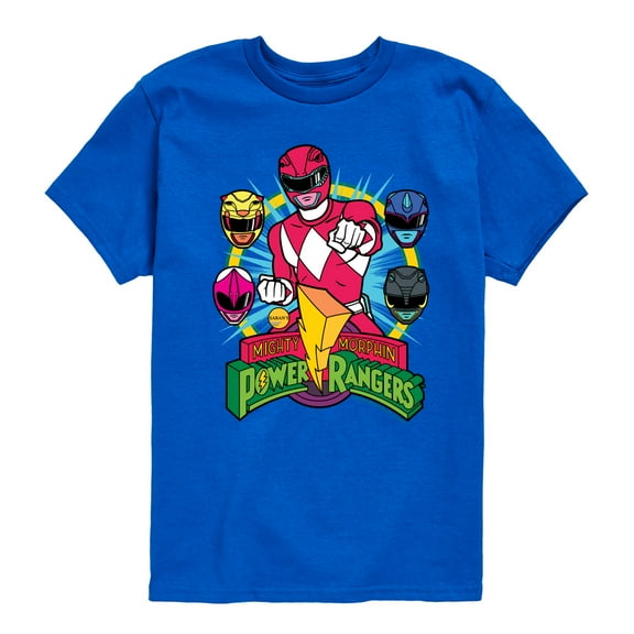 Power Rangers - Red Ranger With Faces - Boy's Short Sleeve Tee