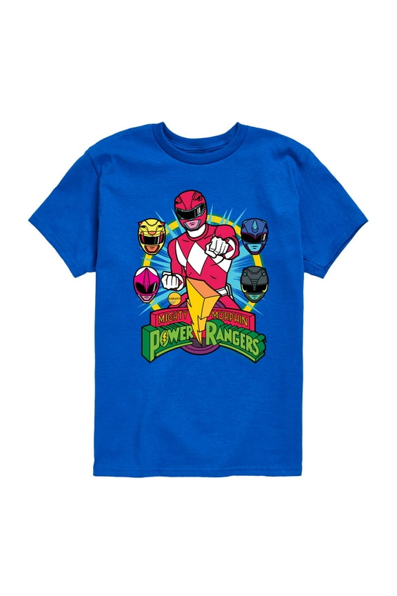 - Red Ranger With Faces - Boy's Short Sleeve Tee