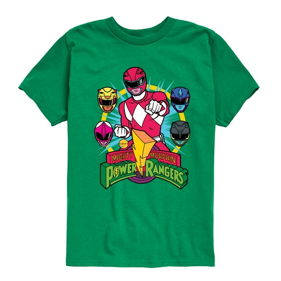 Power Rangers - Red Ranger With Faces - Boy's Short Sleeve Tee