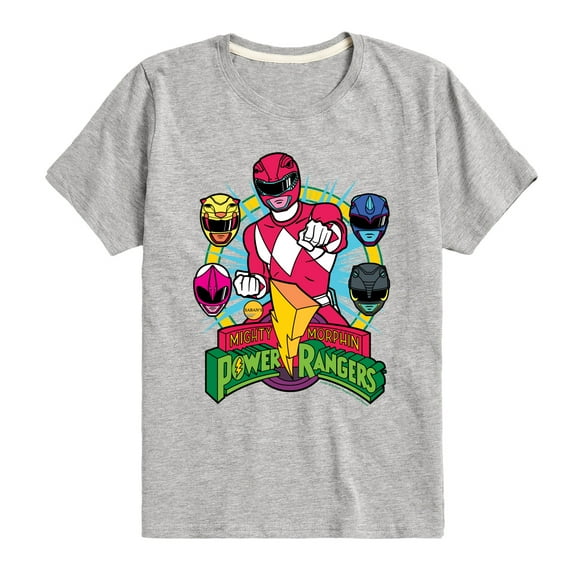 Power Rangers - Red Ranger With Faces - Boy's Short Sleeve Tee