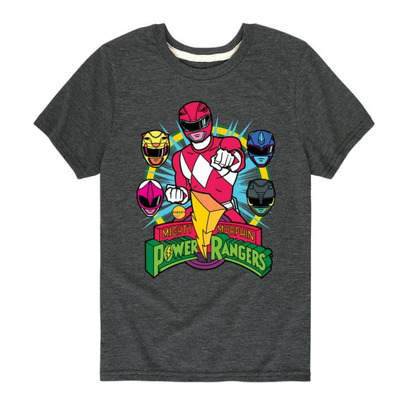 Power Rangers - Red Ranger With Faces - Boy's Short Sleeve Tee