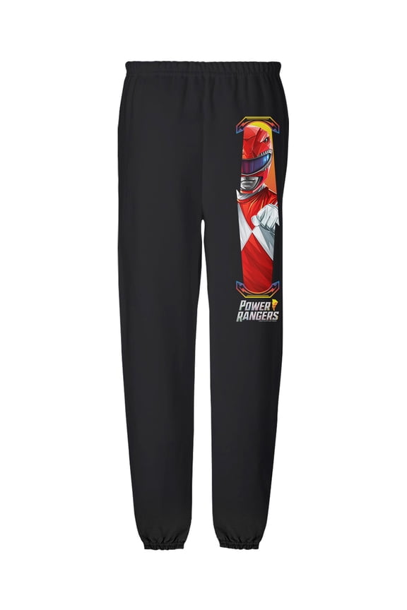 Red Ranger and Logo Mens Jogger Sweatpants, Black, 3X-Large
