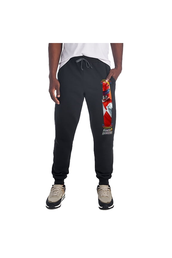 Red Ranger and Logo Unisex Jogger Sweatpants with Pockets for Men and Women, Black, 2X-Large