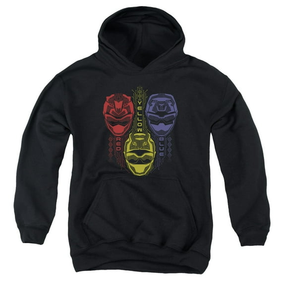 Power Rangers Red Yellow Blue Youth Pullover Hoodie Sweatshirt Black