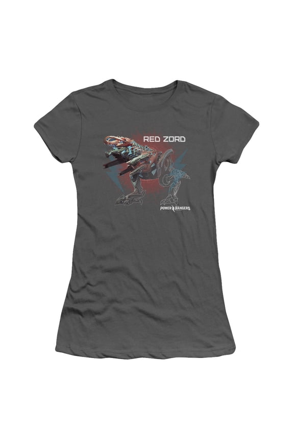 Power Rangers Red Zord Junior Women's T-Shirt Sheer Charcoal