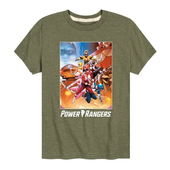 Power Rangers - Retro Comic Cover - Boy's Short Sleeve Tee