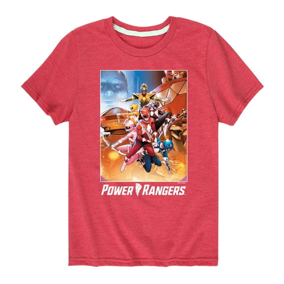 Power Rangers - Retro Comic Cover - Boy's Short Sleeve Tee