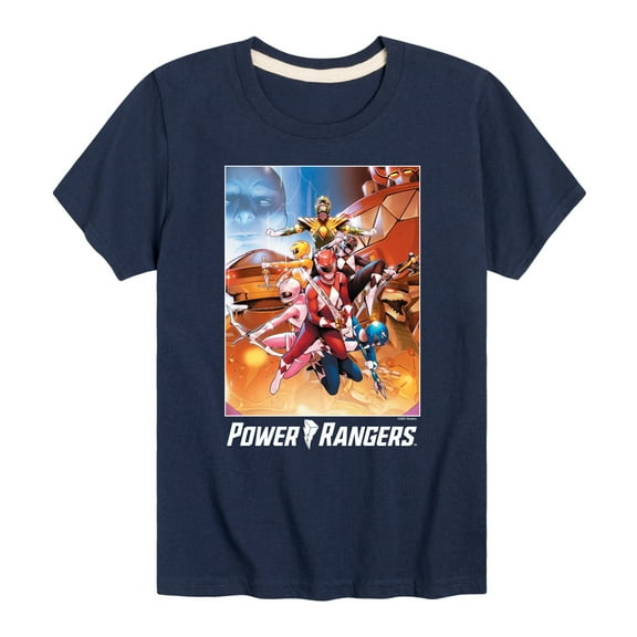 Power Rangers - Retro Comic Cover - Boy's Short Sleeve Tee