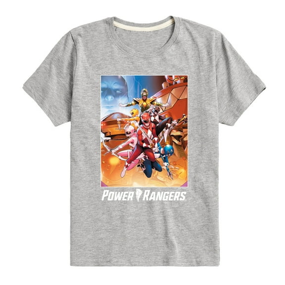 Power Rangers - Retro Comic Cover - Boy's Short Sleeve Tee