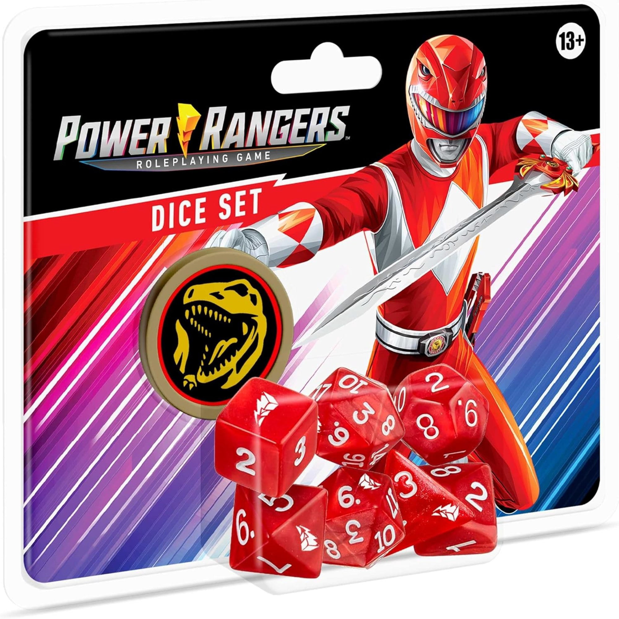 Renegade Game Studios Power Rangers RPG Dice Set - Pink 8-Piece Roleplaying Game Dice With Custom D2 Power Coin - View #4