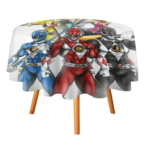 Power Rangers Round Tablecloth Print Decorative Table Cover Washable Table Cloths for Dining Party Picnic 50x50in