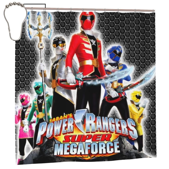 Power Rangers Shower Curtains for Bathroom, Shower Curtain Sets for Home Decor Waterproof Fabric Bath Curtain with 12 Hooks 72 x72 Inch