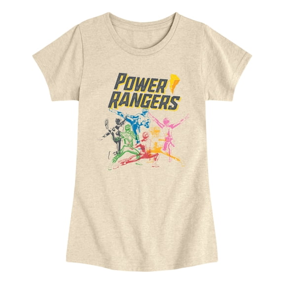 Power Rangers - Stamped Rangers - Youth Girls Fitted Short Sleeve T-Shirt