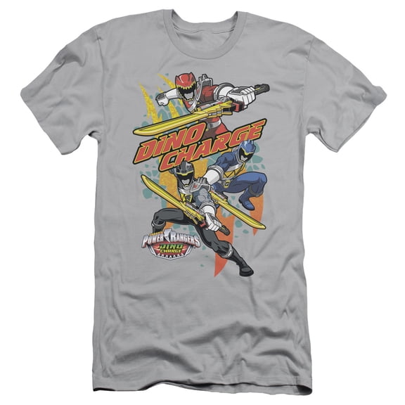 Power Rangers Swords Out Adult 30/1 T-Shirt Silver