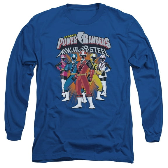 Power Rangers Team Lineup Long Sleeve Adult 18/1 T-Shirt Royal Blue