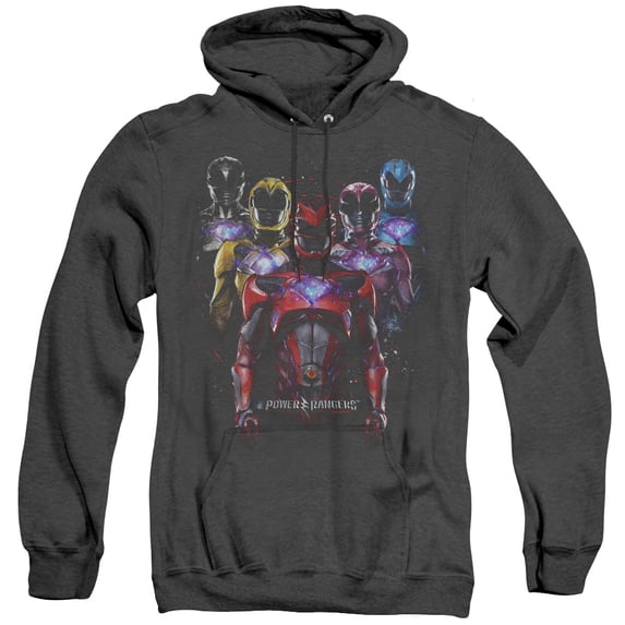 Power Rangers Team Of Rangers Adult Heather Hoodie Sweatshirt Black