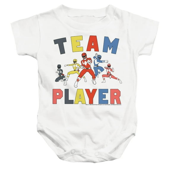 Power Rangers Team Player Unisex Infant Snap Suit for Baby (18 Months) White