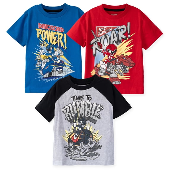 Power Rangers Toddler Boys 3 Pack T-Shirts Toddler to Big Kid