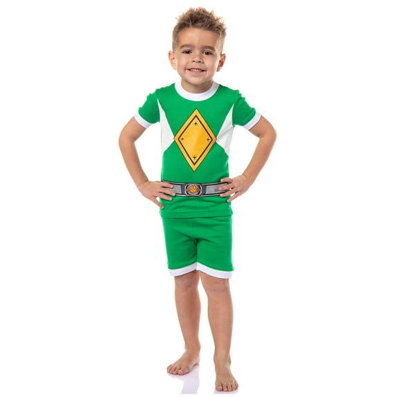 Power Rangers Toddler Kids' Mighty Morphin Character 2 Piece Tight Fit Short Sleeve and Shorts Pajama Set Loungewear