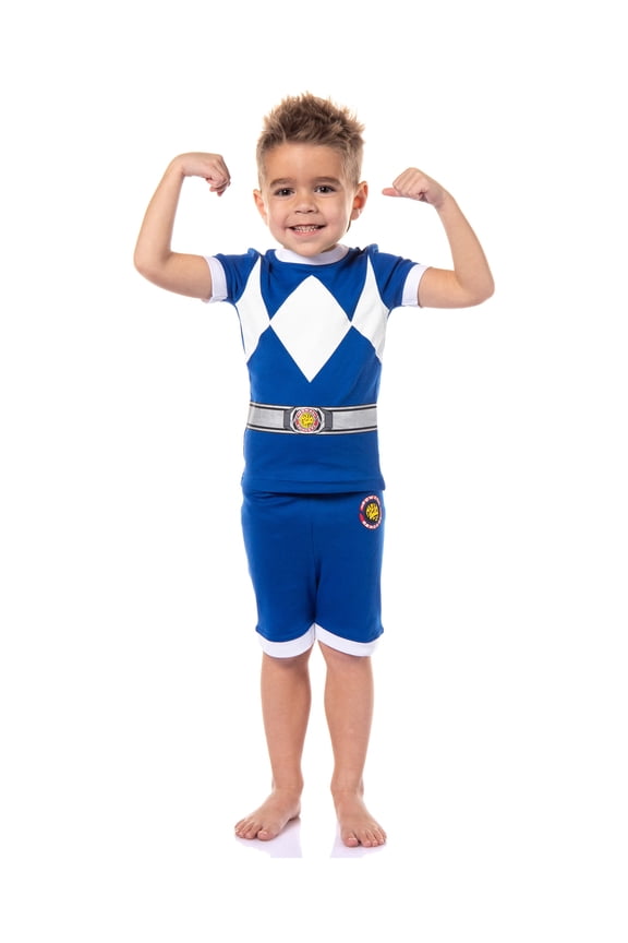 Power Rangers Toddler Kids' Mighty Morphin Character 2 Piece Tight Fit Short Sleeve and Shorts Pajama Set Loungewear
