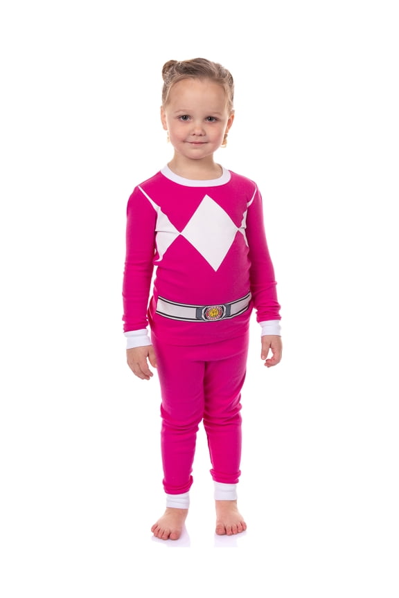 Power Rangers Toddler Kids' Mighty Morphin Ranger Character Tight Fit Long Sleeve and Pant Pajama Set Sleepwear