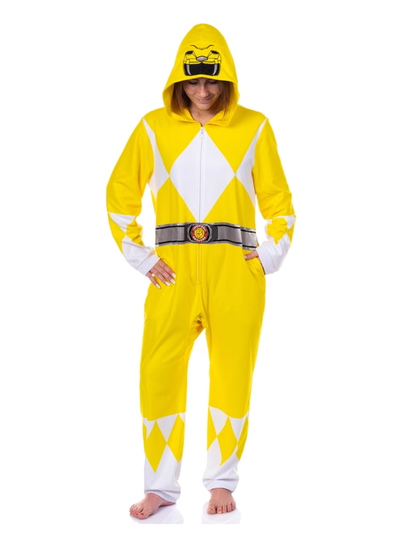 Power Rangers Union Suit Adult Hooded One Piece Footless Pajama Costume for Men Women