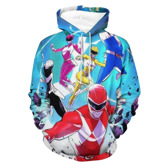 Power Rangers Unisex Adult Hoodie Casual Hooded Sweatshirt Pullover Novelty 3D Printed Sweater Jacket 2XL