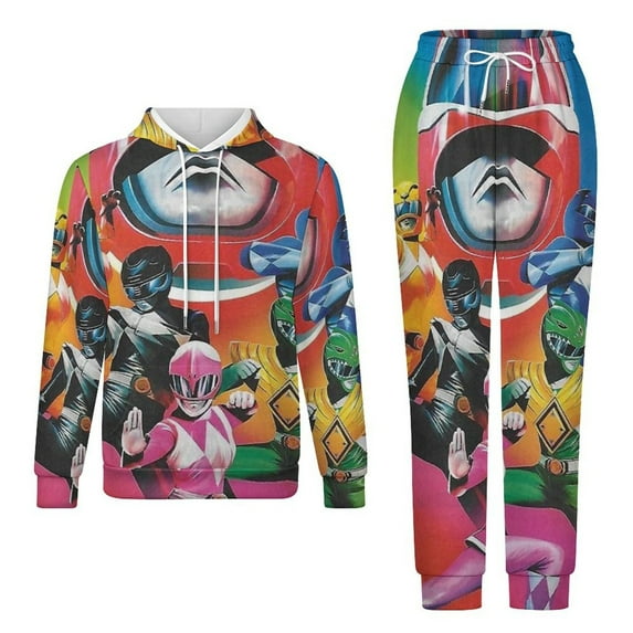 Power Rangers Unisex Adult Sweatsuits Hoodie & Sweatpants Long Sleeve Hooded Sweatshirt Matching Joggers Tracksuit Sets 3XL