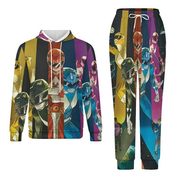 Power Rangers Unisex Adult Sweatsuits Hoodie & Sweatpants Long Sleeve Hooded Sweatshirt Matching Joggers Tracksuit Sets L