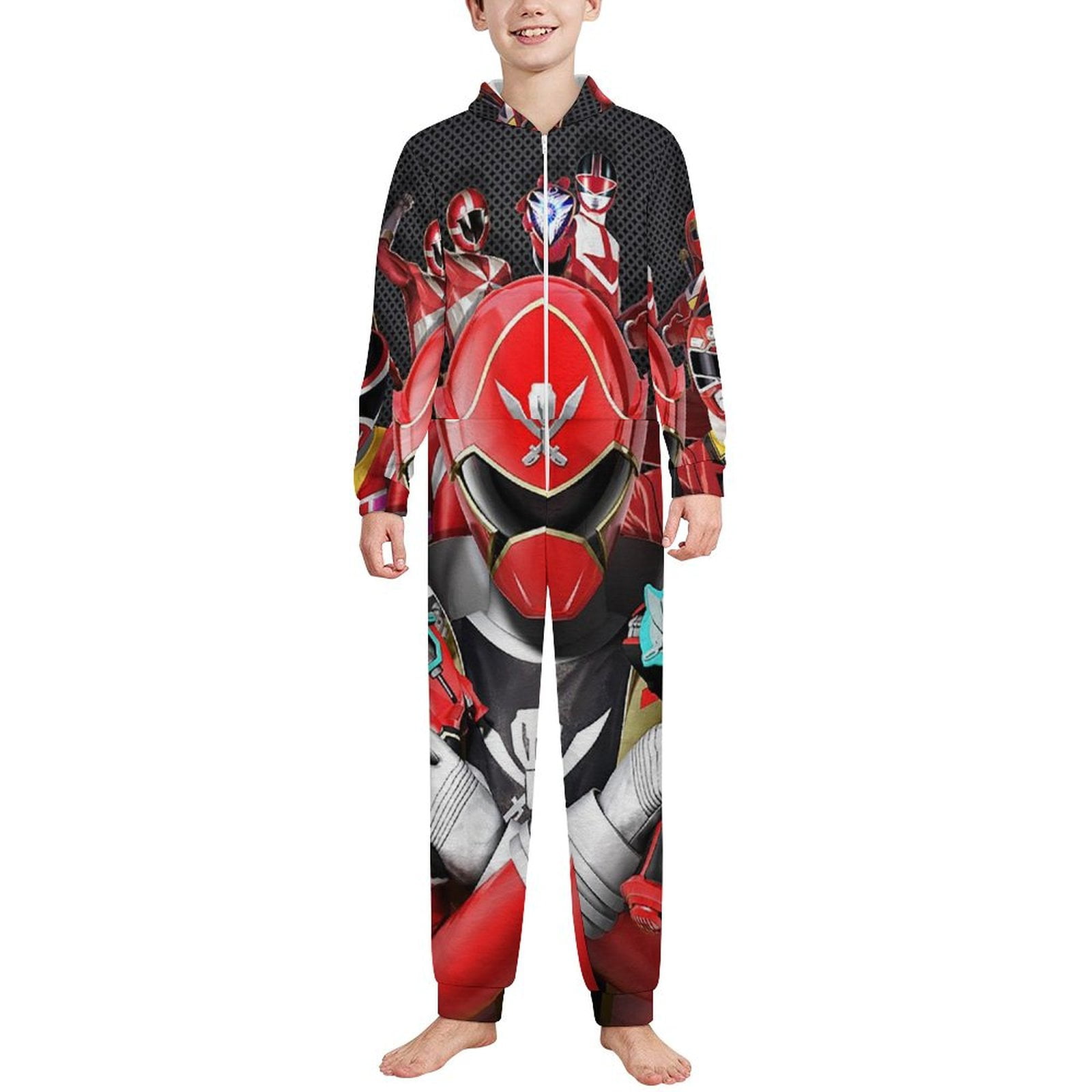 Power Rangers Unisex Onesie Pajamas Zipper Jumpsuit Hooded One Piece ...