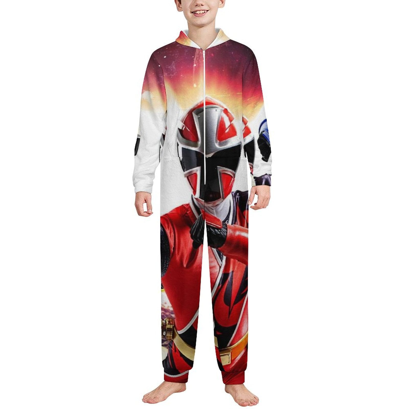 Power Rangers Unisex Onesie Pajamas Zipper Jumpsuit Hooded One Piece ...