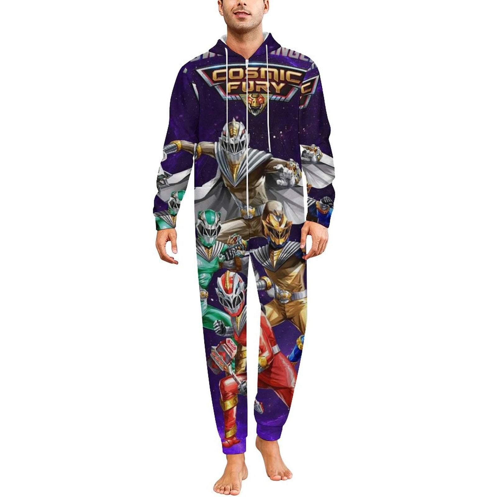 Power Rangers Unisex Onesie Pajamas Zipper Jumpsuit Hooded One Piece ...
